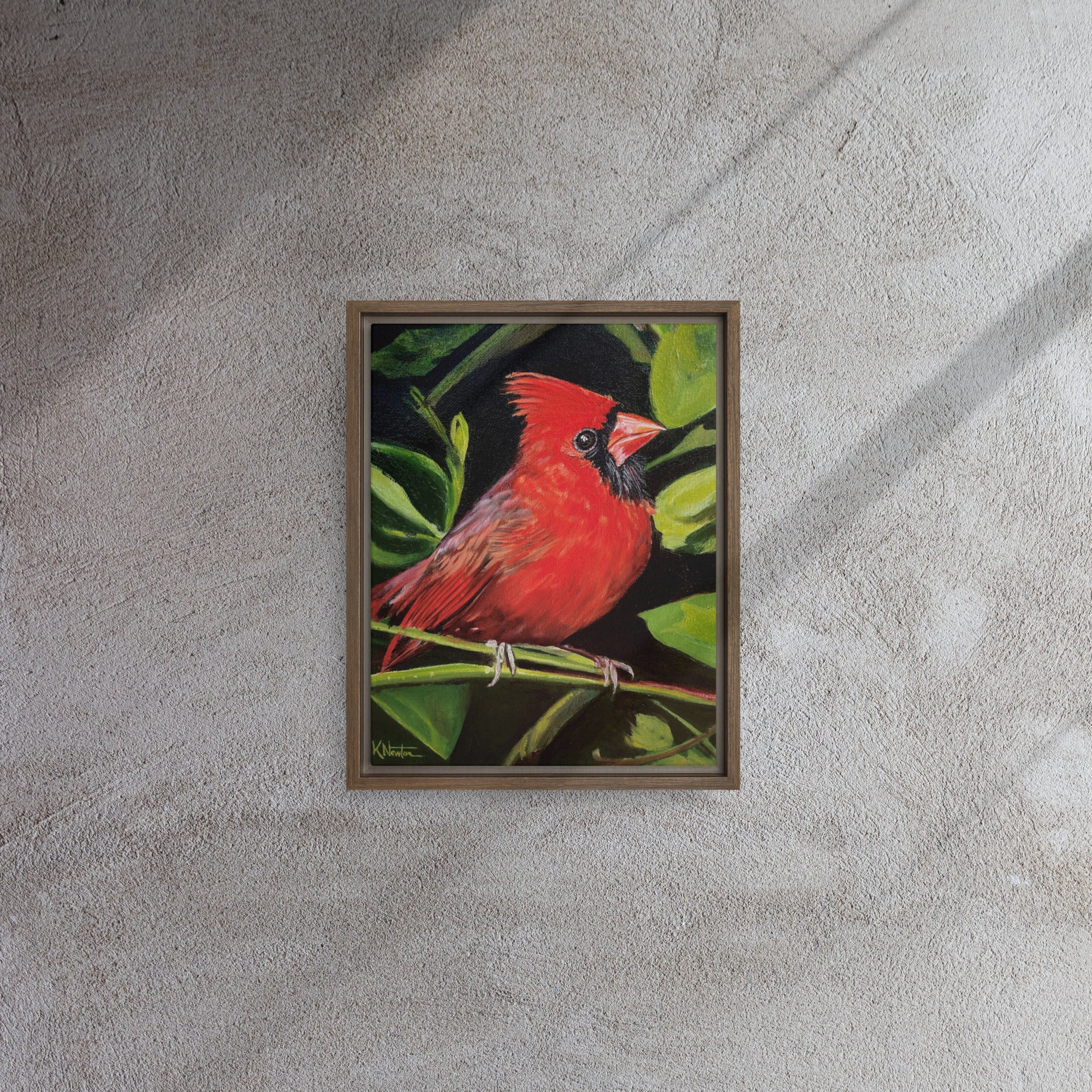 Messenger In Red Framed Canvas