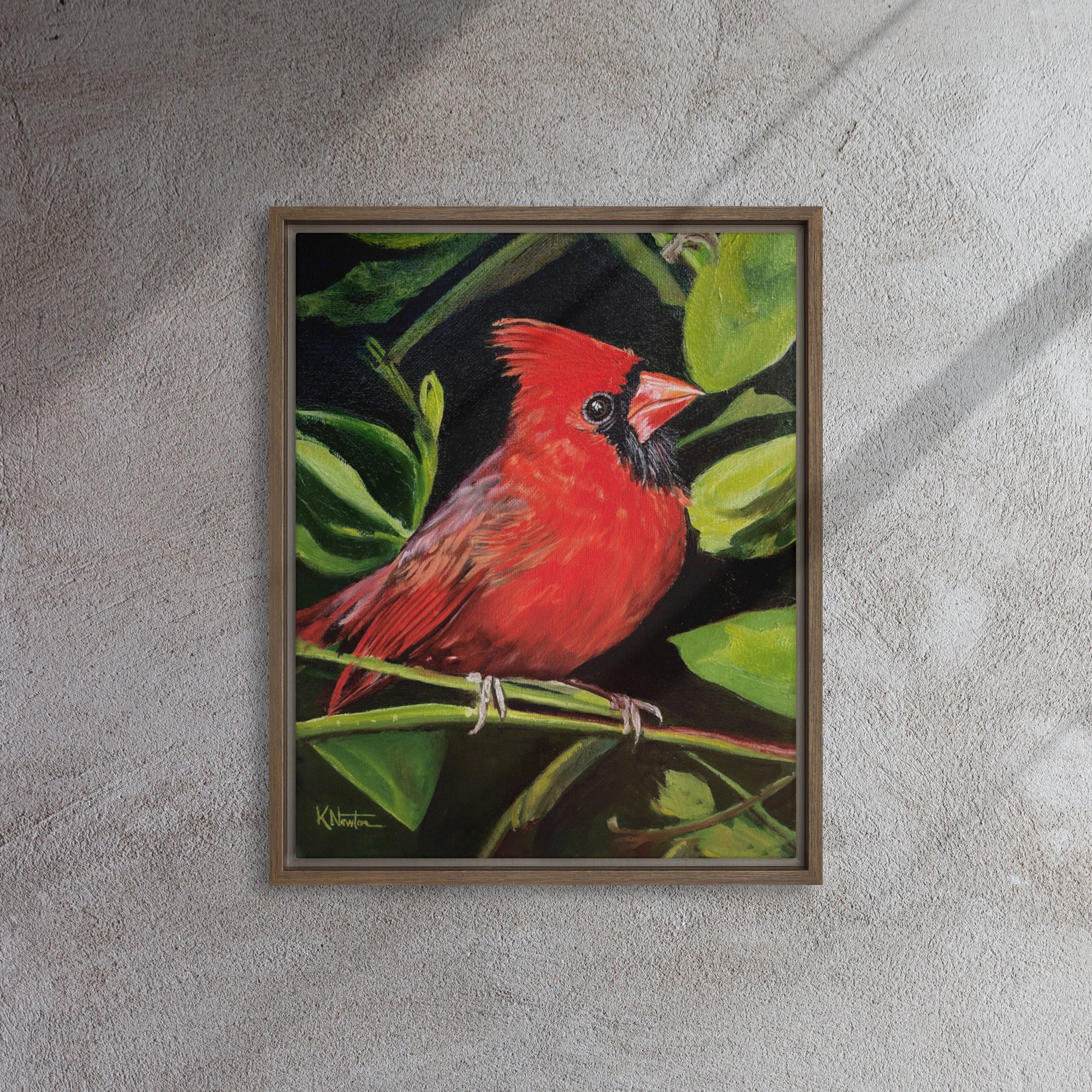 Messenger In Red Framed Canvas