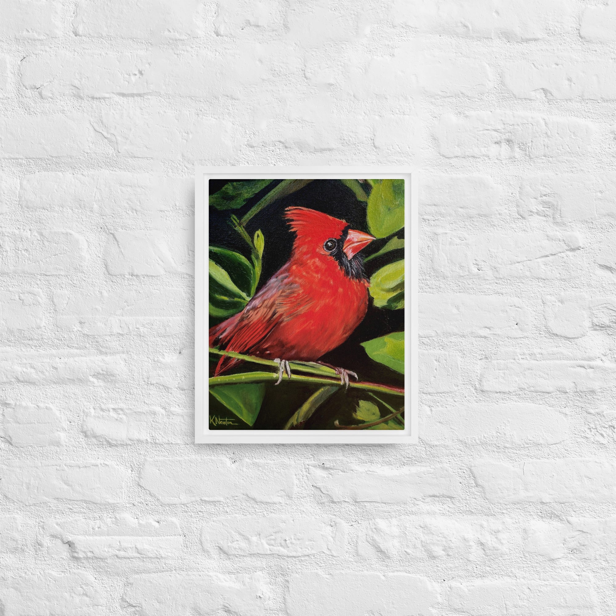 Messenger In Red Framed Canvas