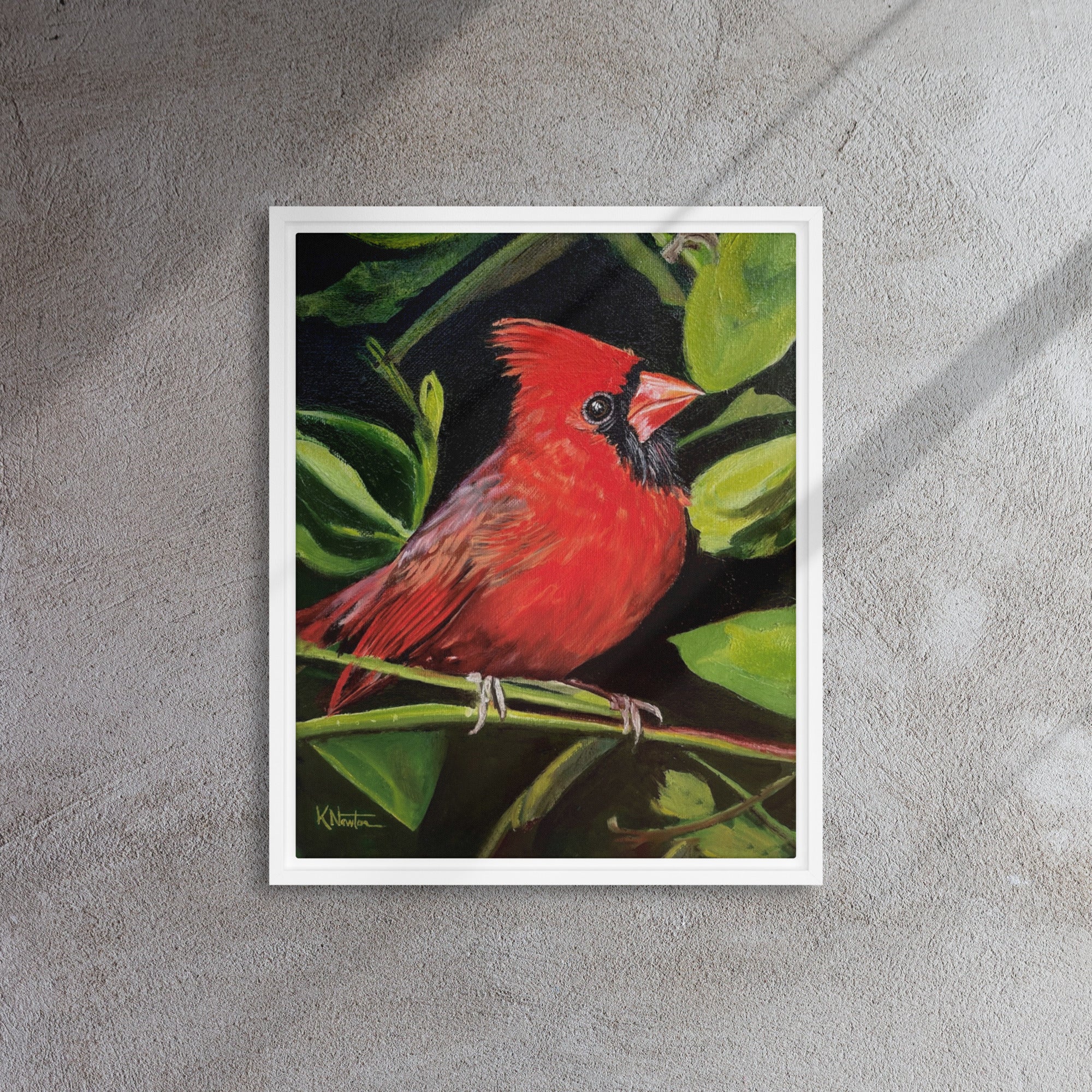 Messenger In Red Framed Canvas