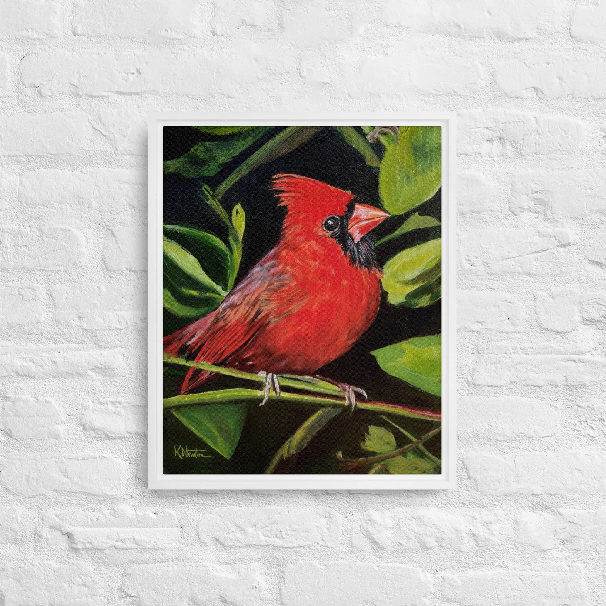 Messenger In Red Framed Canvas